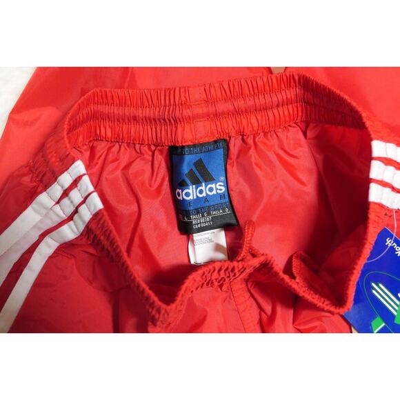 NWT Y2K 90s Rare Adidas Vintage Nylon Red TEAM Track Pants Youth Large - Picture 5 of 12